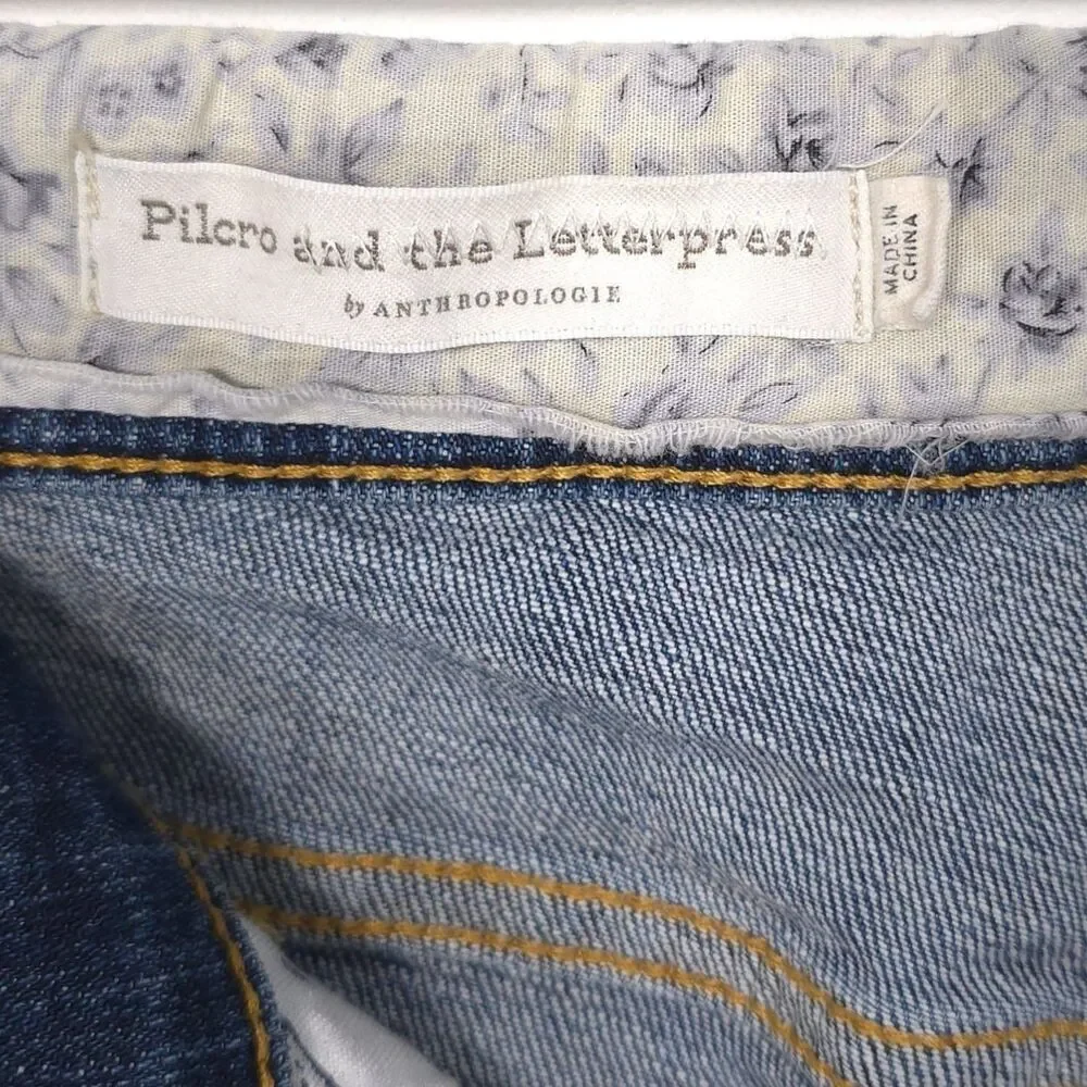 ANTHROPOLOGIE‎ PILCRO Jeans 26 Petite Patchwork Distressed Slim Boyfriend Floral